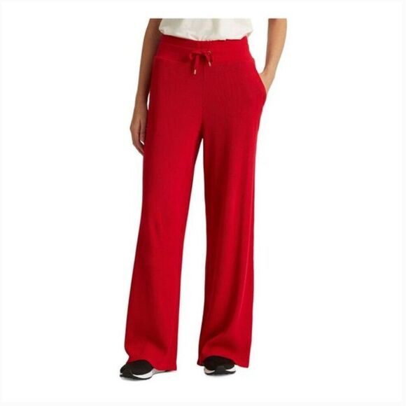 Lauren Ralph Lauren Thermal Waffle Knit Wide Leg Pants Size 3XL‎ NEW Red - Picture 1 of 10